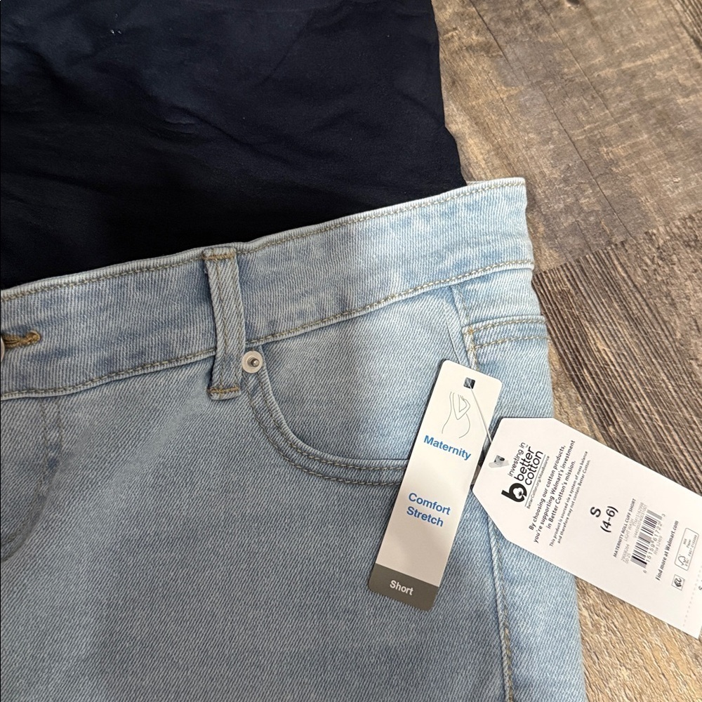 Denim Blue Women's maternity Shorts - Picture 3 of 8